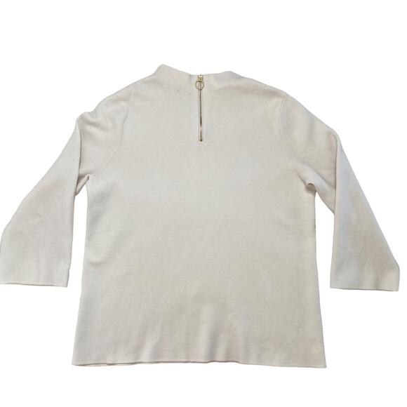 CHICOS Pale Pink Mock Neck Exposed Zipper Chevron Textured Sweater Size Large 2 - Picture 5 of 11